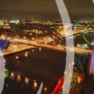 Aerial View of The Tyne Bridge at Night