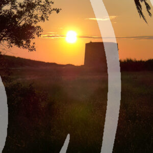 Sunset over a gun emplacement
